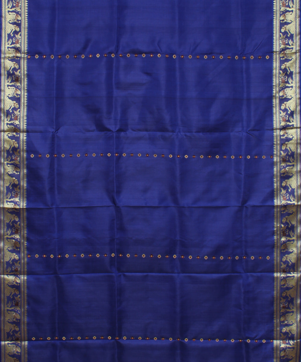 Royal blue handwoven silk baluchari saree