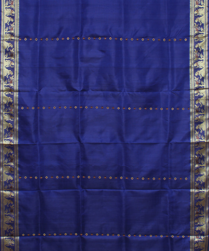 Royal blue handwoven silk baluchari saree