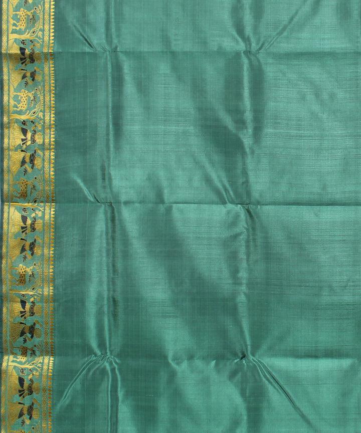 Pastel blue green handwoven silk baluchari saree