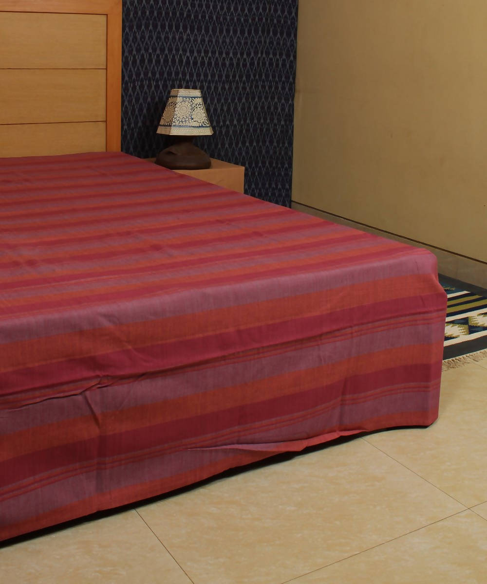 Horizontal Striped Handwoven Cotton Bed Sheet