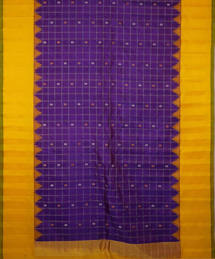 purple yellow handloom gadwal jacquard silk saree with kuttu border