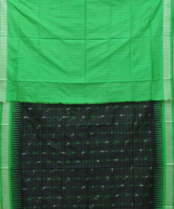 Black green handwoven bomkai silk saree