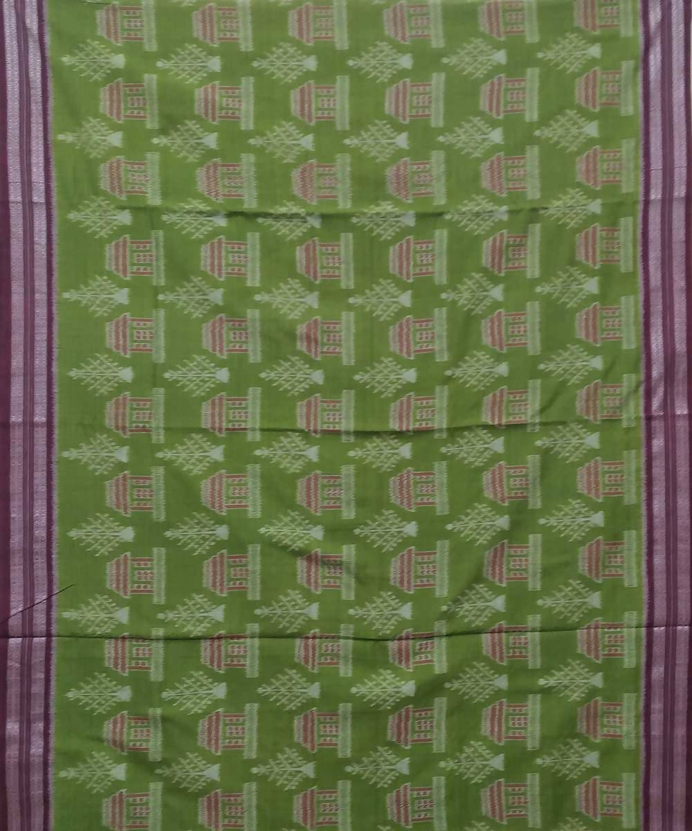 Avocado mahogany handwoven nuapatana ikat cotton saree