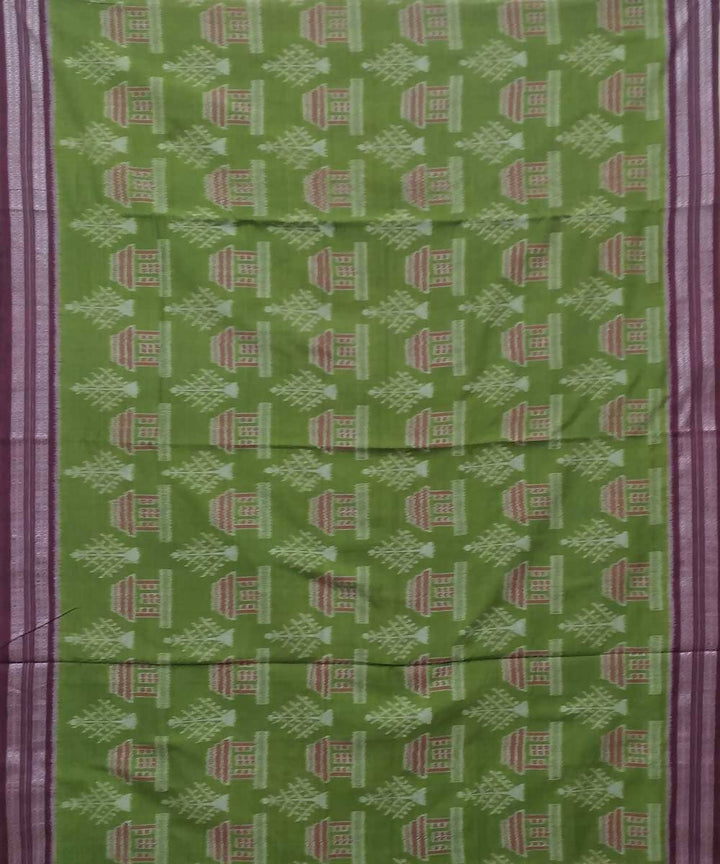 Avocado mahogany handwoven nuapatana ikat cotton saree