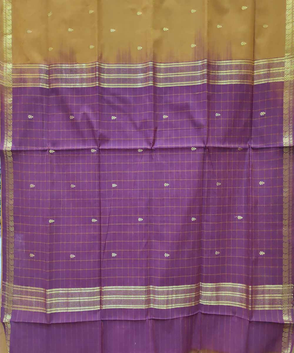 Mustard purple handloom cotton venkatagiri saree