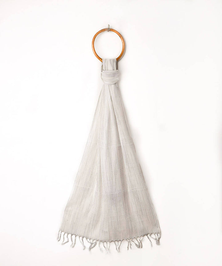 Handwoven cotton white kantha work stole