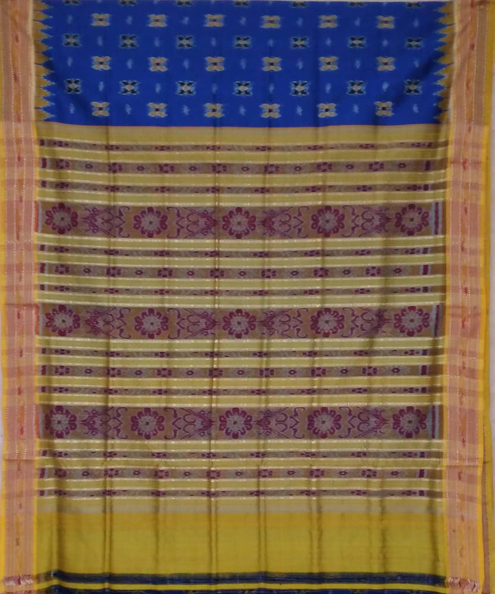 Blue beige handwoven silk khandua saree