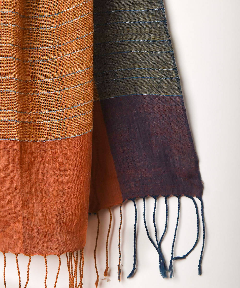 Handwoven multicolour vegetable dyed cotton stole