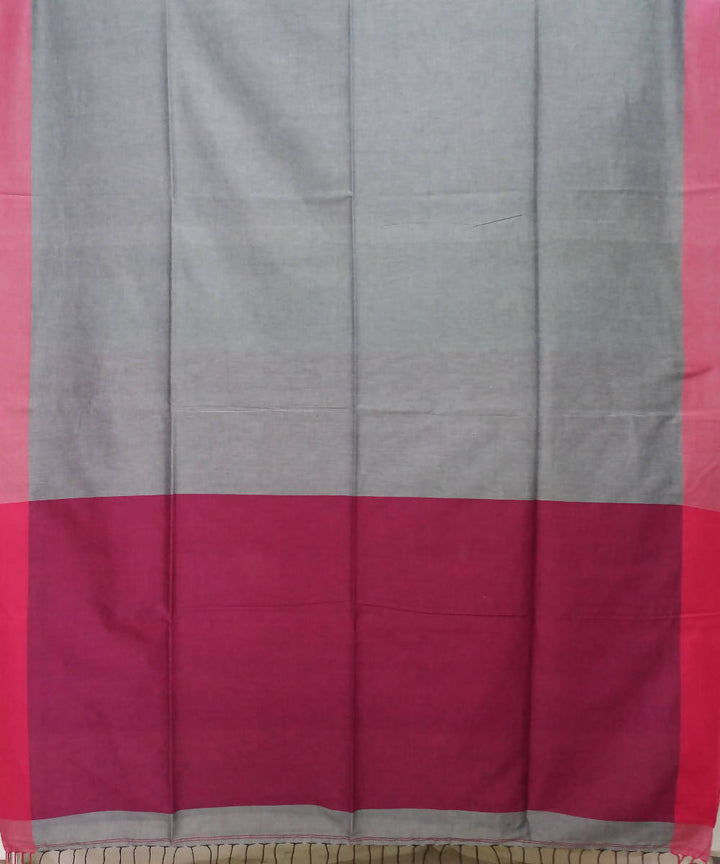 Grey Pink Handspun Handwoven Cotton Saree