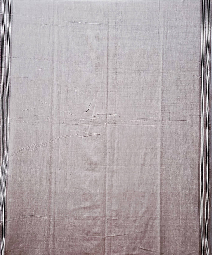 Light brown black handwoven extra weft cotton saree