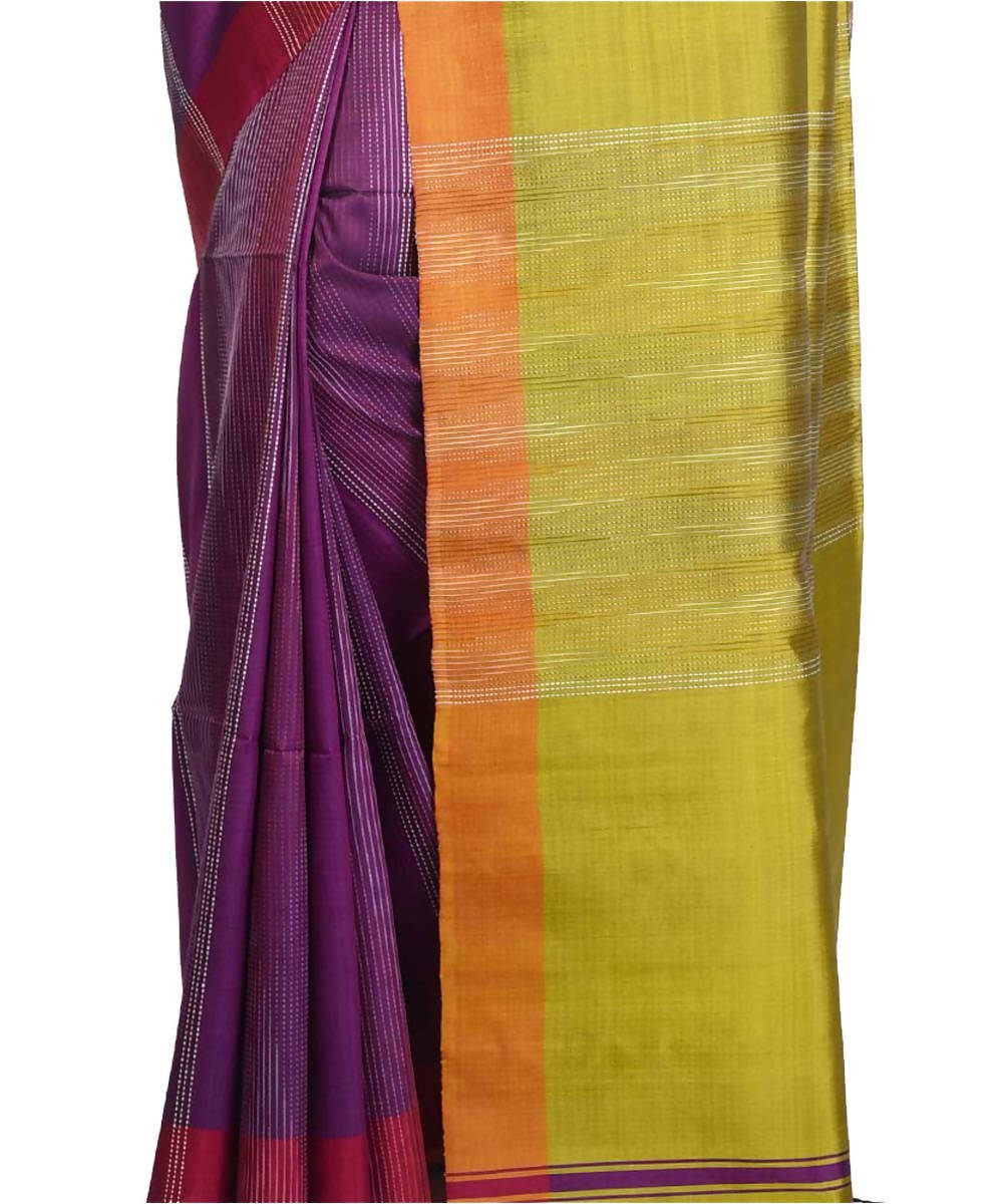 Purple Bengal handloom silk saree