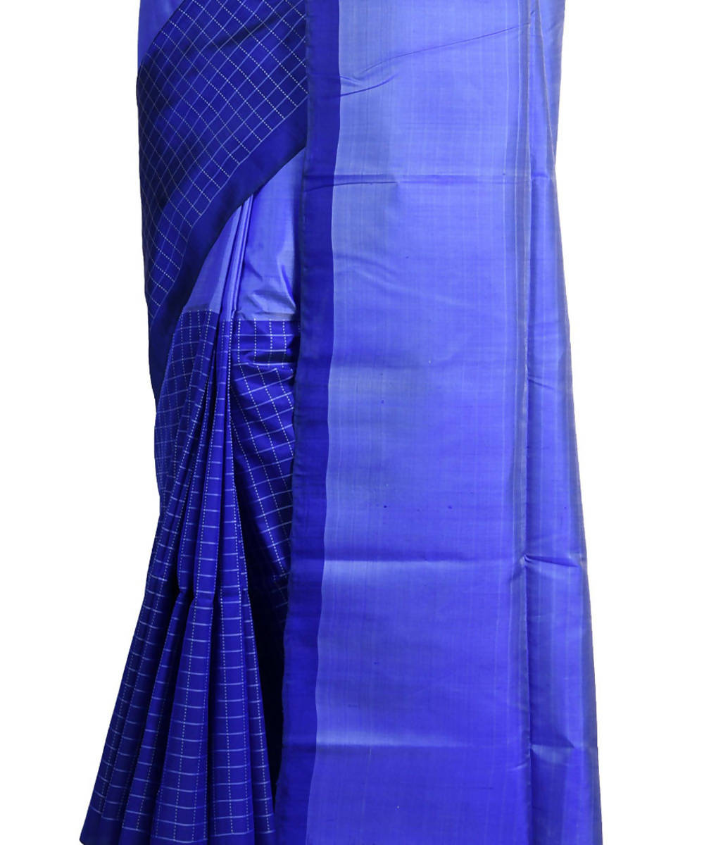 Resham shilpi bengal blue silk saree with handwoven design