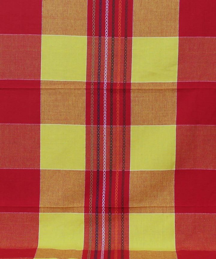 Red Yellow Checks Cotton Double Bed Sheet