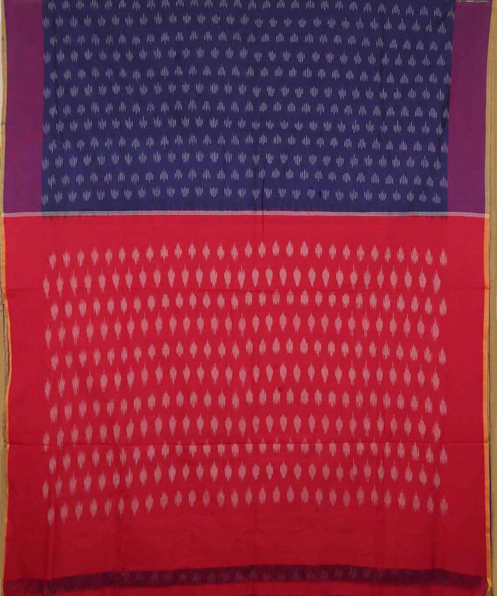 Navy blue and red handloom ikat pochampally saree