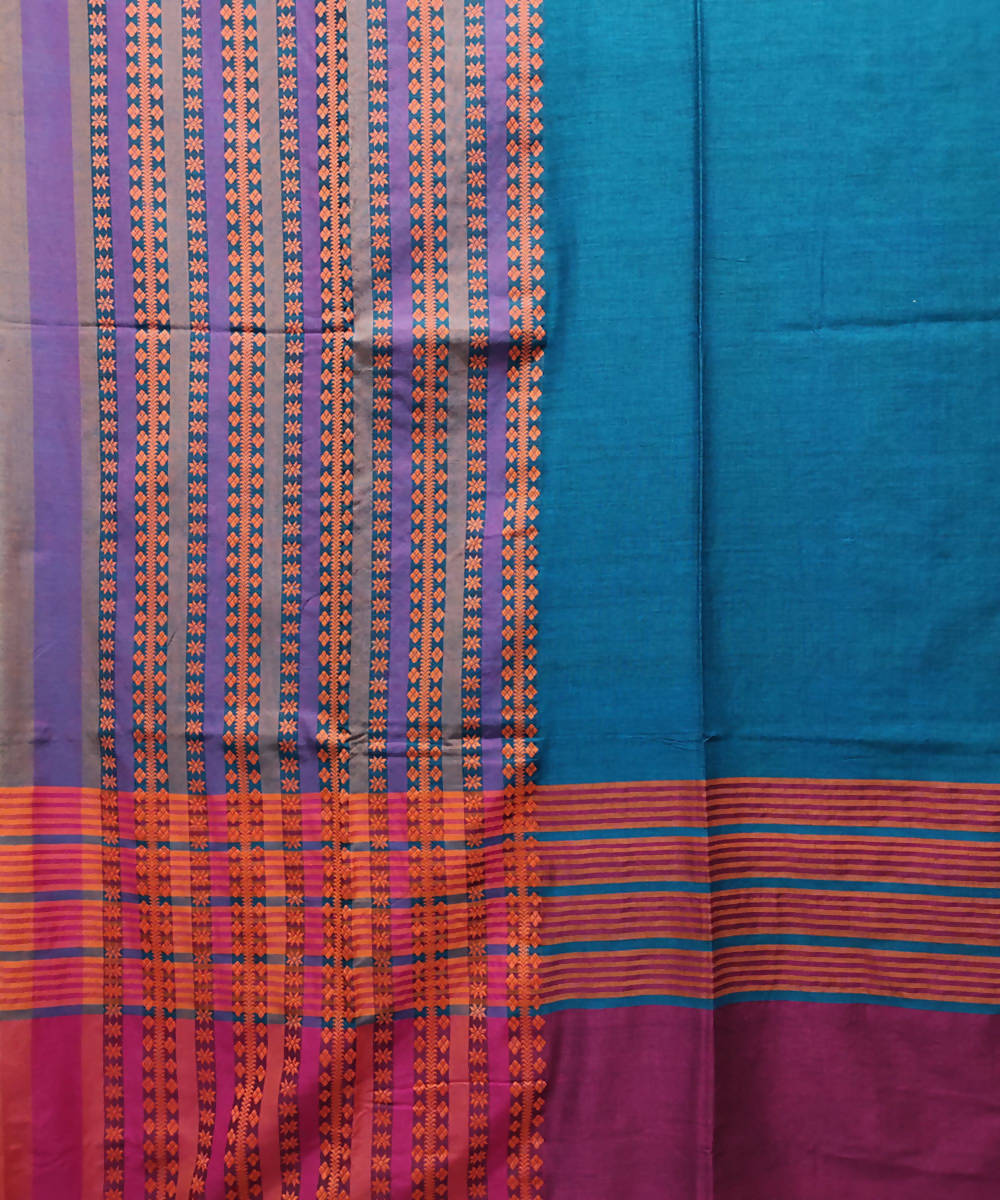 Navy blue pink handloom cotton saree