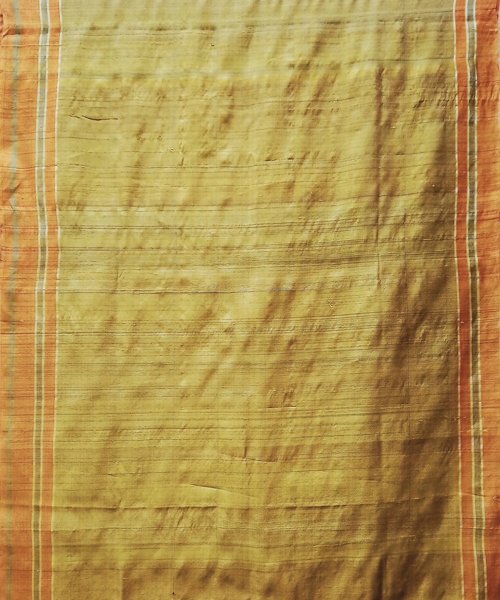 Yellow gold handwoven extra weft silk saree