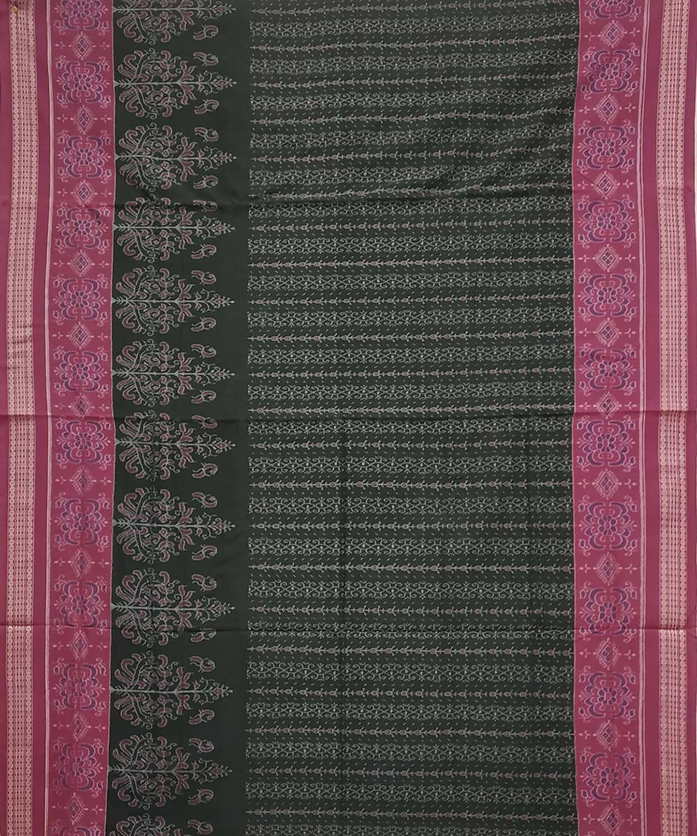 Brunswick green pink handwoven cotton ikat sambalpuri saree