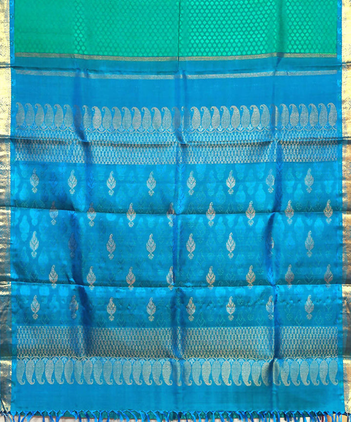 Blue green handloom kancheepuram silk saree