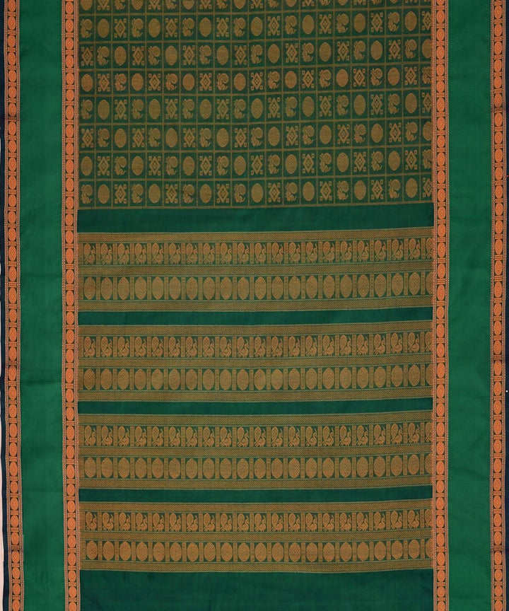 Bottle green kanchi silkcotton saree ayiram 1000 butta rudraksh border