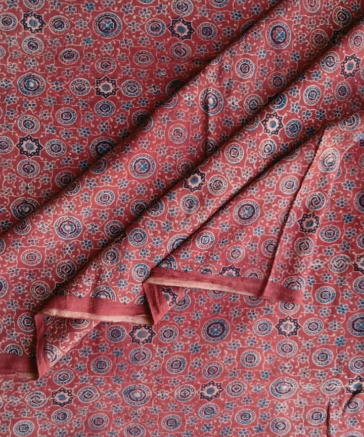 2.5m Red handspun handwoven cotton ajrakh kurta fabric