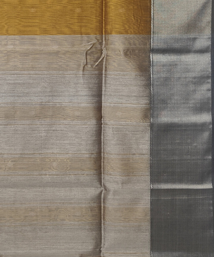 Mustard grey handwoven cotton silk maheshwari saree