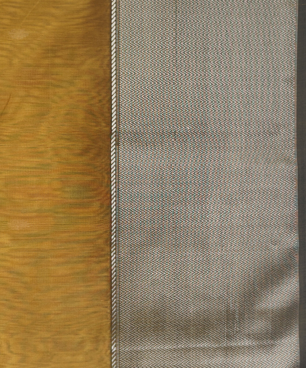 Mustard grey handwoven cotton silk maheshwari saree