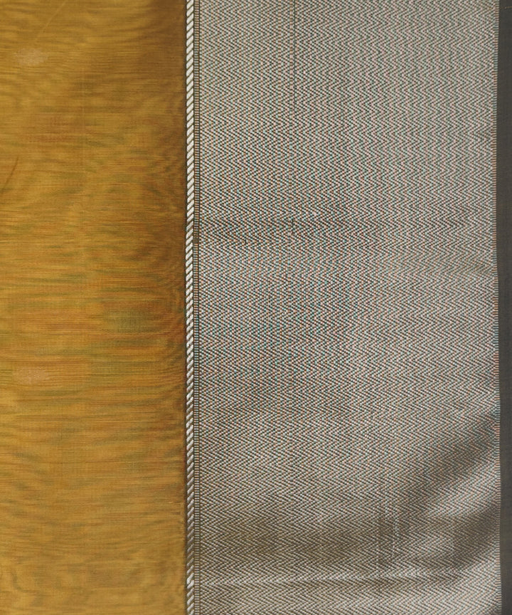 Mustard grey handwoven cotton silk maheshwari saree