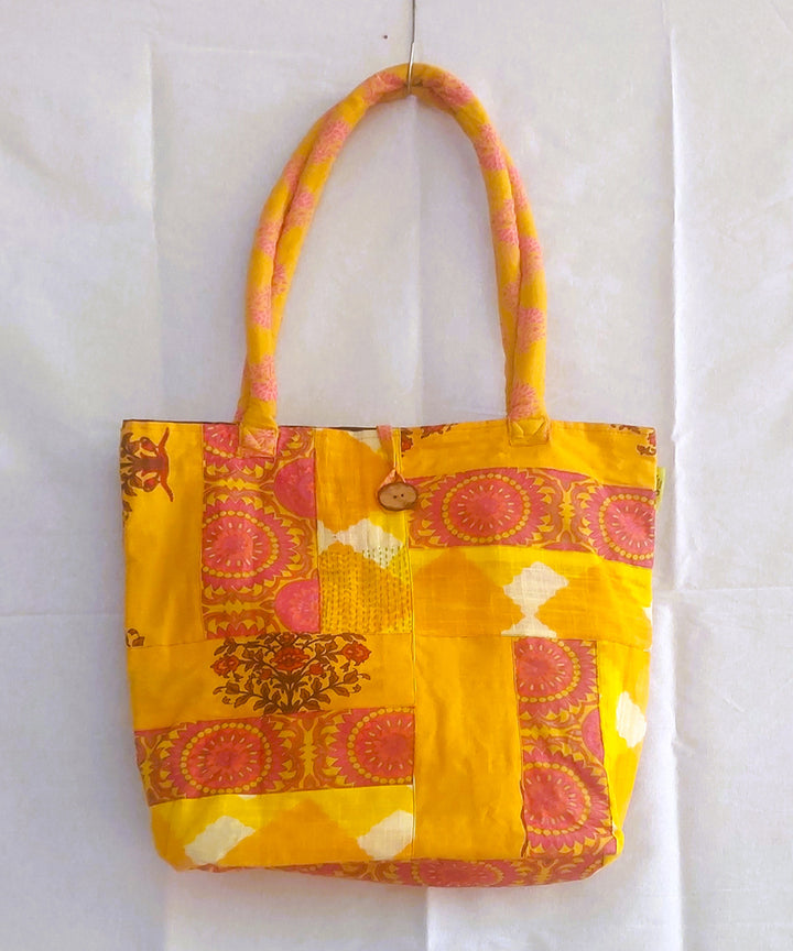 Yellow orange handcrafted boho katta shoulder bag