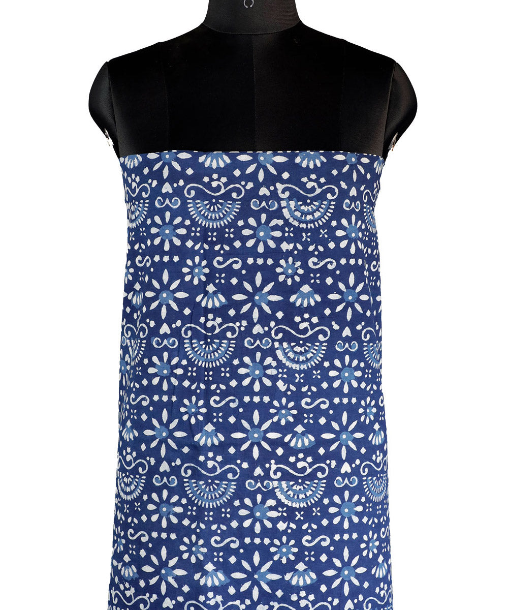 2.5m Blue hand block printed cotton kurta material