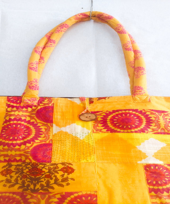 Yellow orange handcrafted boho katta shoulder bag