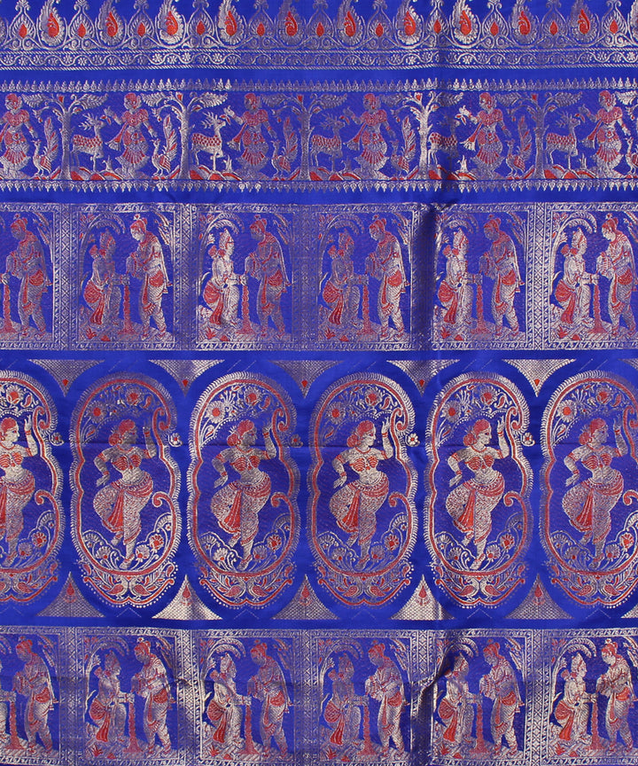 Navy blue handwoven silk baluchari saree