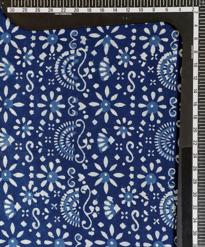 2.5m Blue hand block printed cotton kurta material