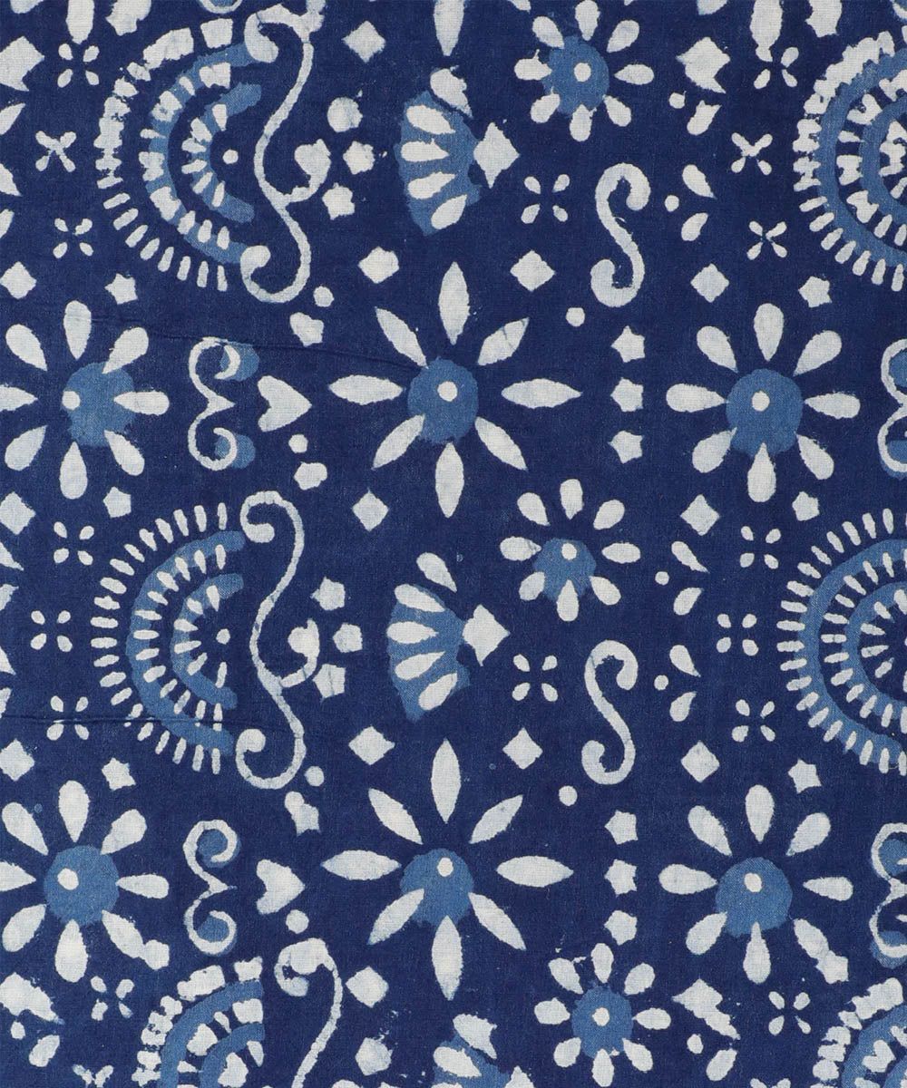 2.5m Blue hand block printed cotton kurta material