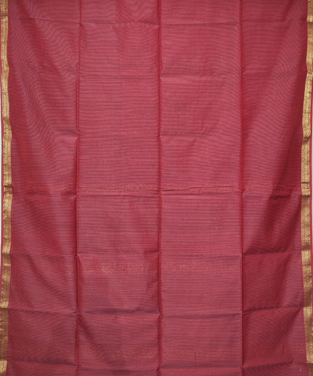 Red checks handwoven cotton silk maheshwari saree