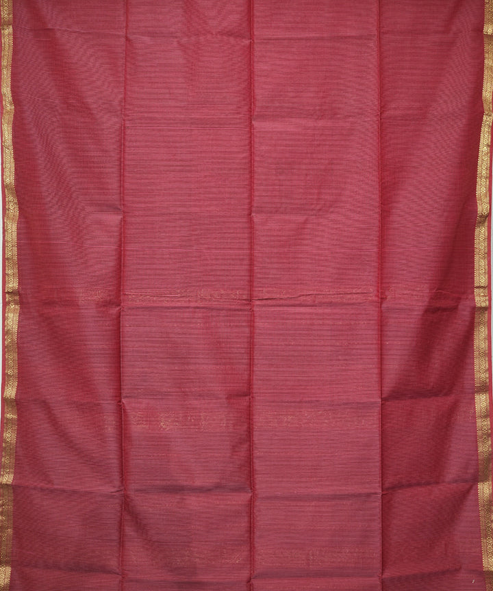 Red checks handwoven cotton silk maheshwari saree