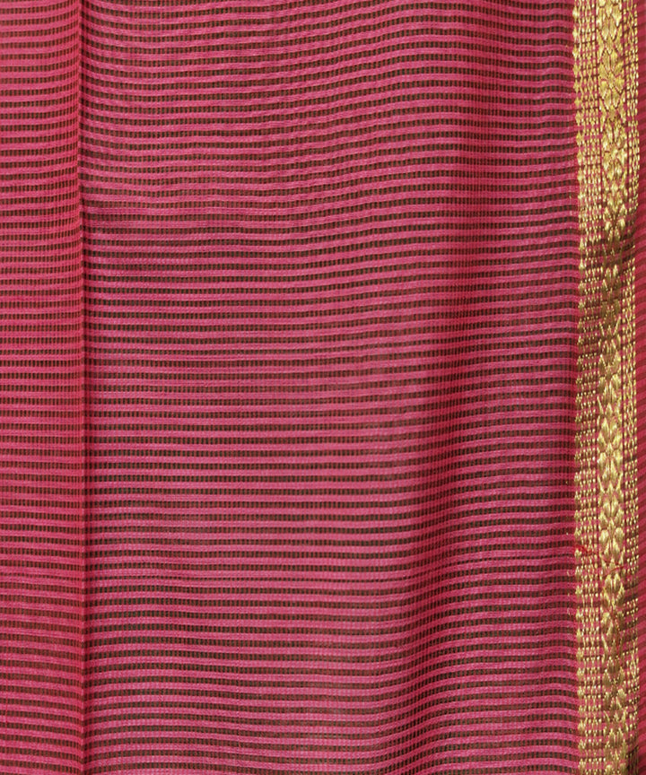 Red checks handwoven cotton silk maheshwari saree