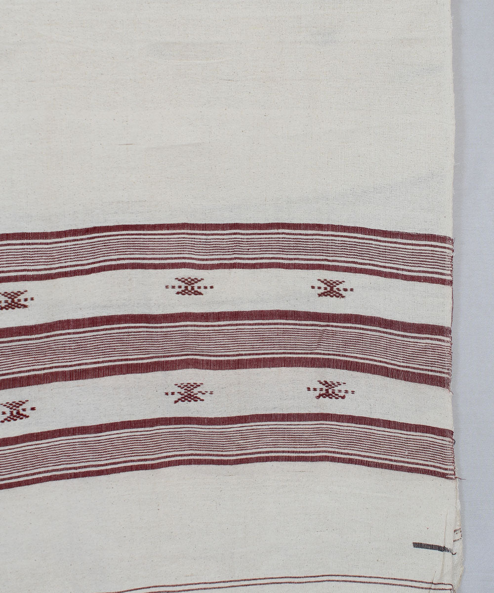 Beige maroon handloom cotton kotpad dupatta