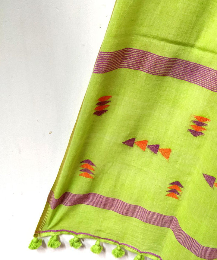 Light green handwoven cotton jamdani stole