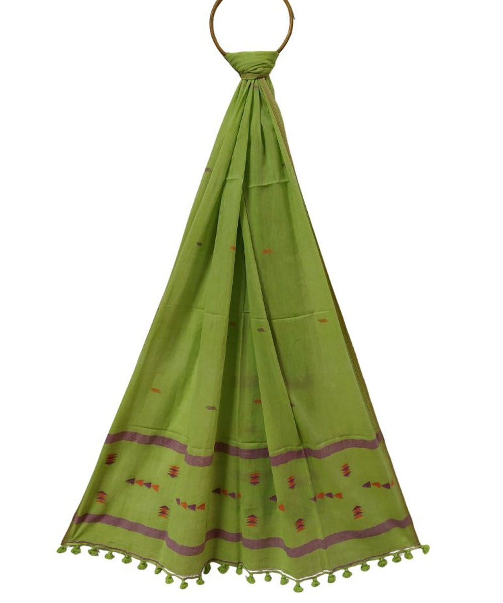 Light green handwoven cotton jamdani stole