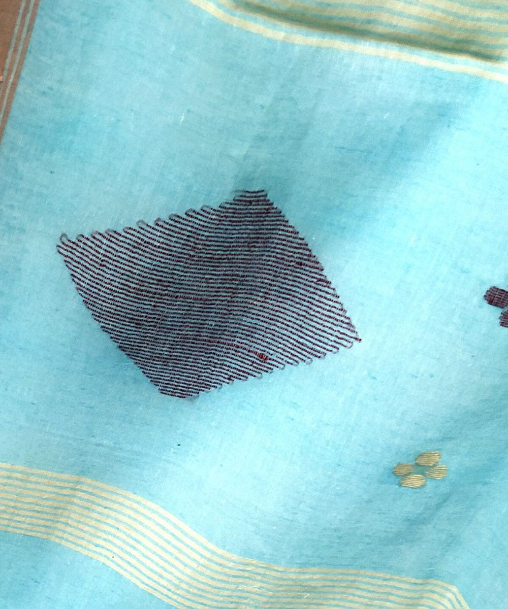 Sky blue handwoven cotton jamdani stole