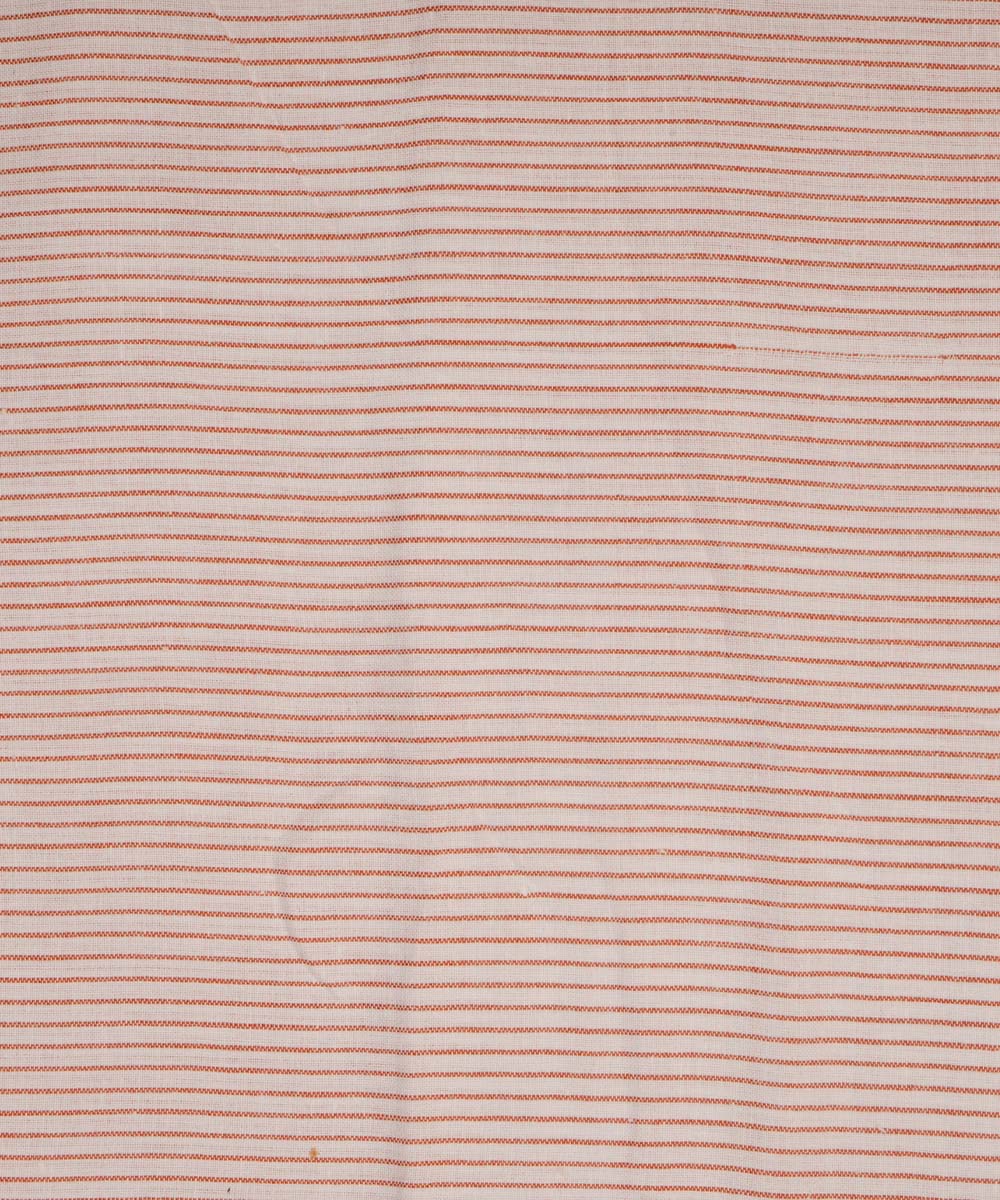 Offwhite orange stripes handspun handwoven bengal cotton fabric