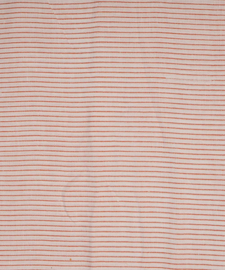 Offwhite orange stripes handspun handwoven bengal cotton fabric