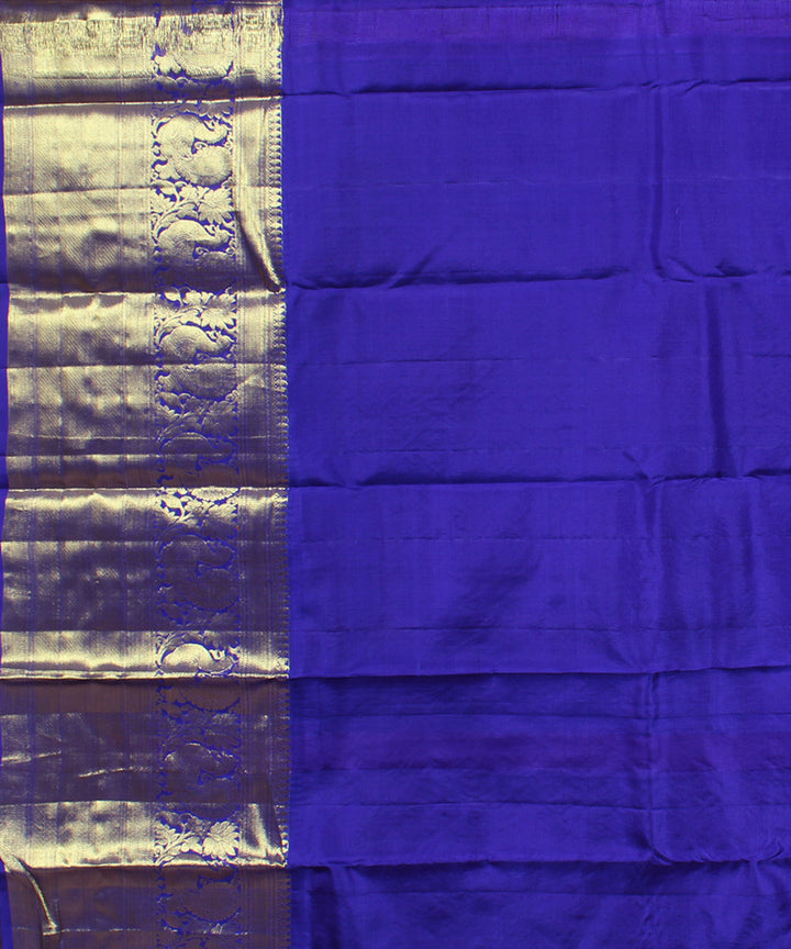 Peach blue handwoven karnataka brocade silk saree