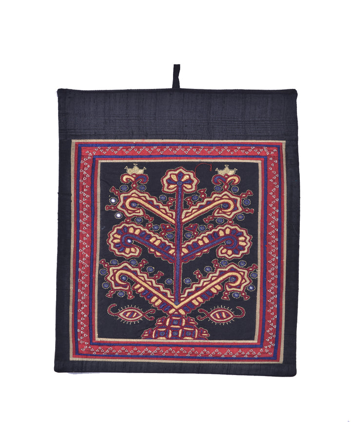 Black multicolor kutchy hand embroidery silk art frame