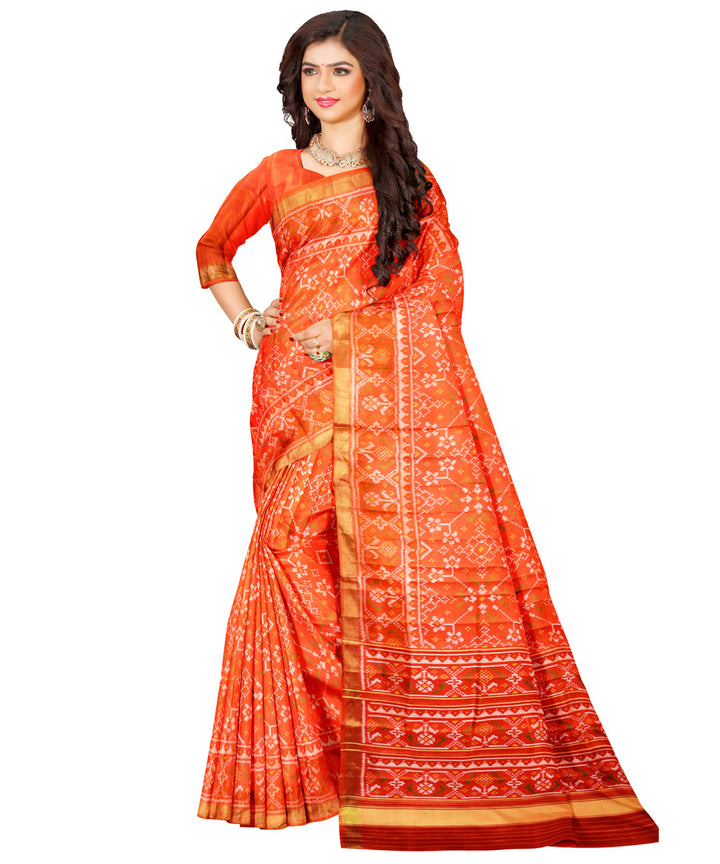 Orange silk handloom patola saree