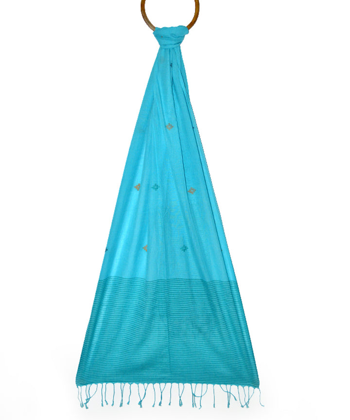 Light blue handwoven cotton jamdani stole