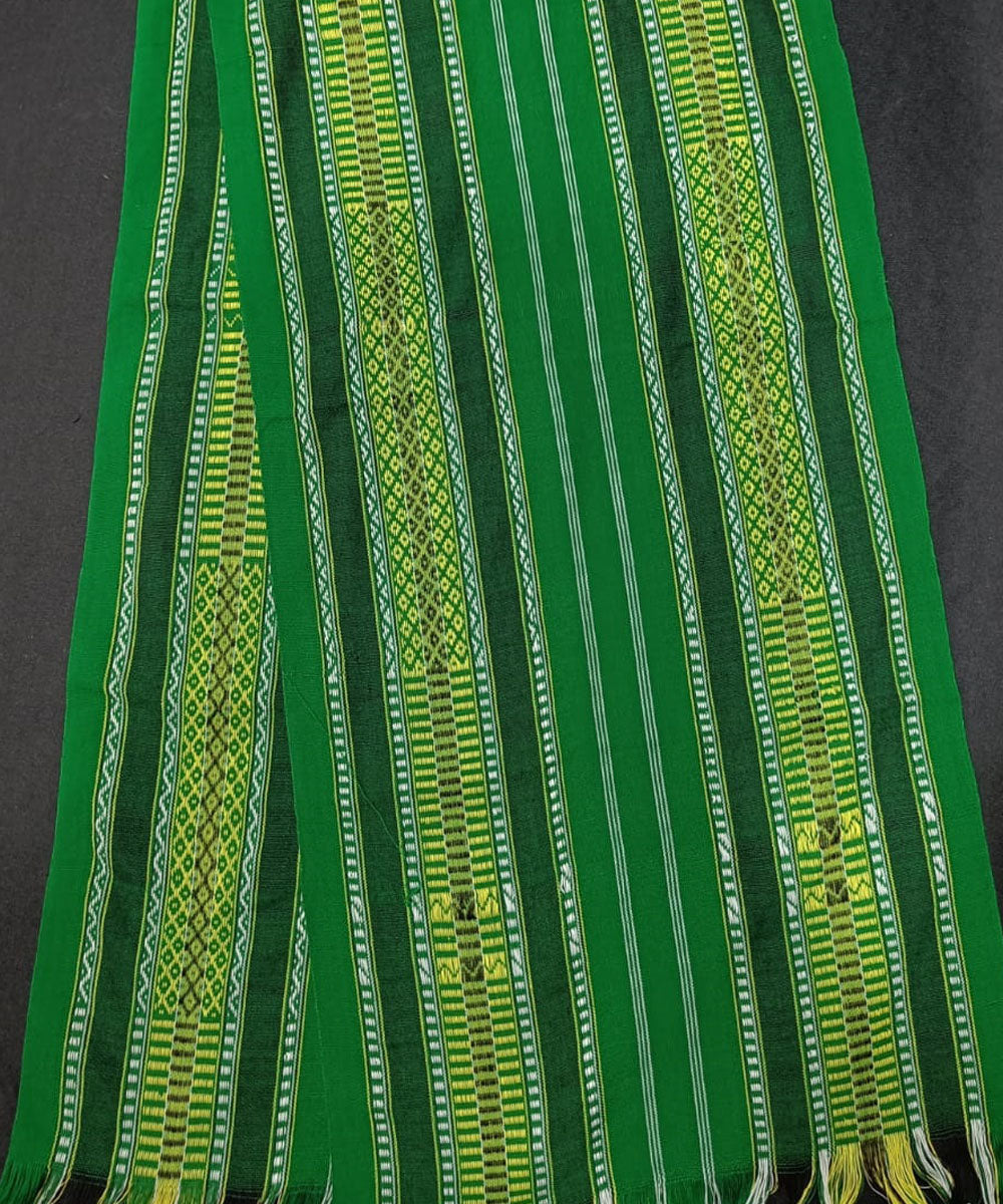 Dark green yellow striped loin loom acrylic wool nagaland handwoven muffler