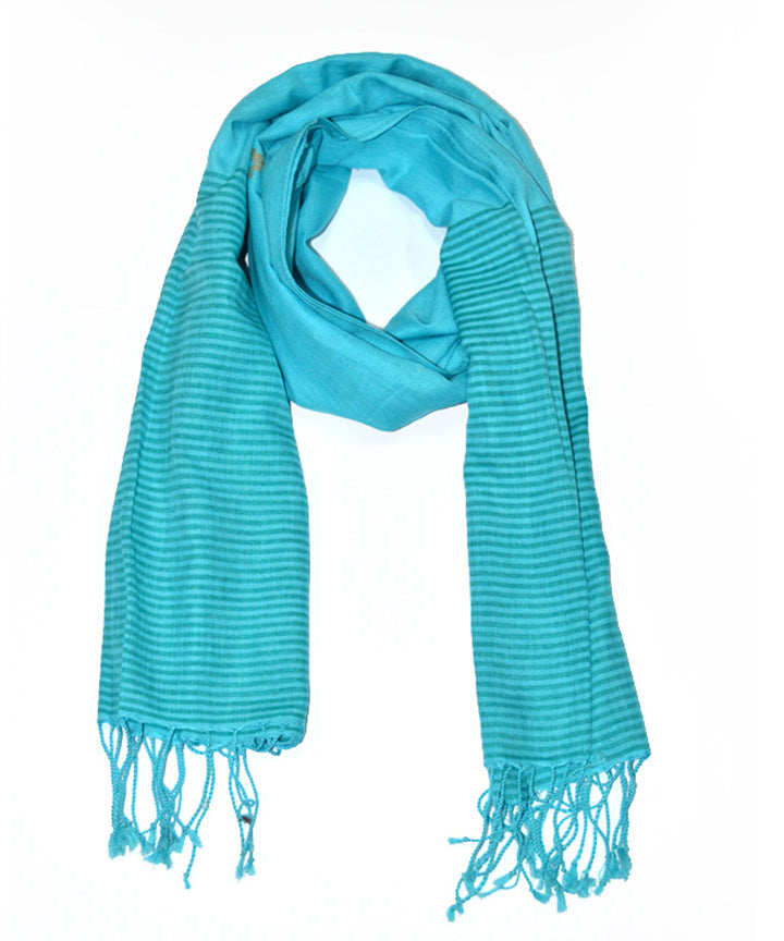 Light blue handwoven cotton jamdani stole