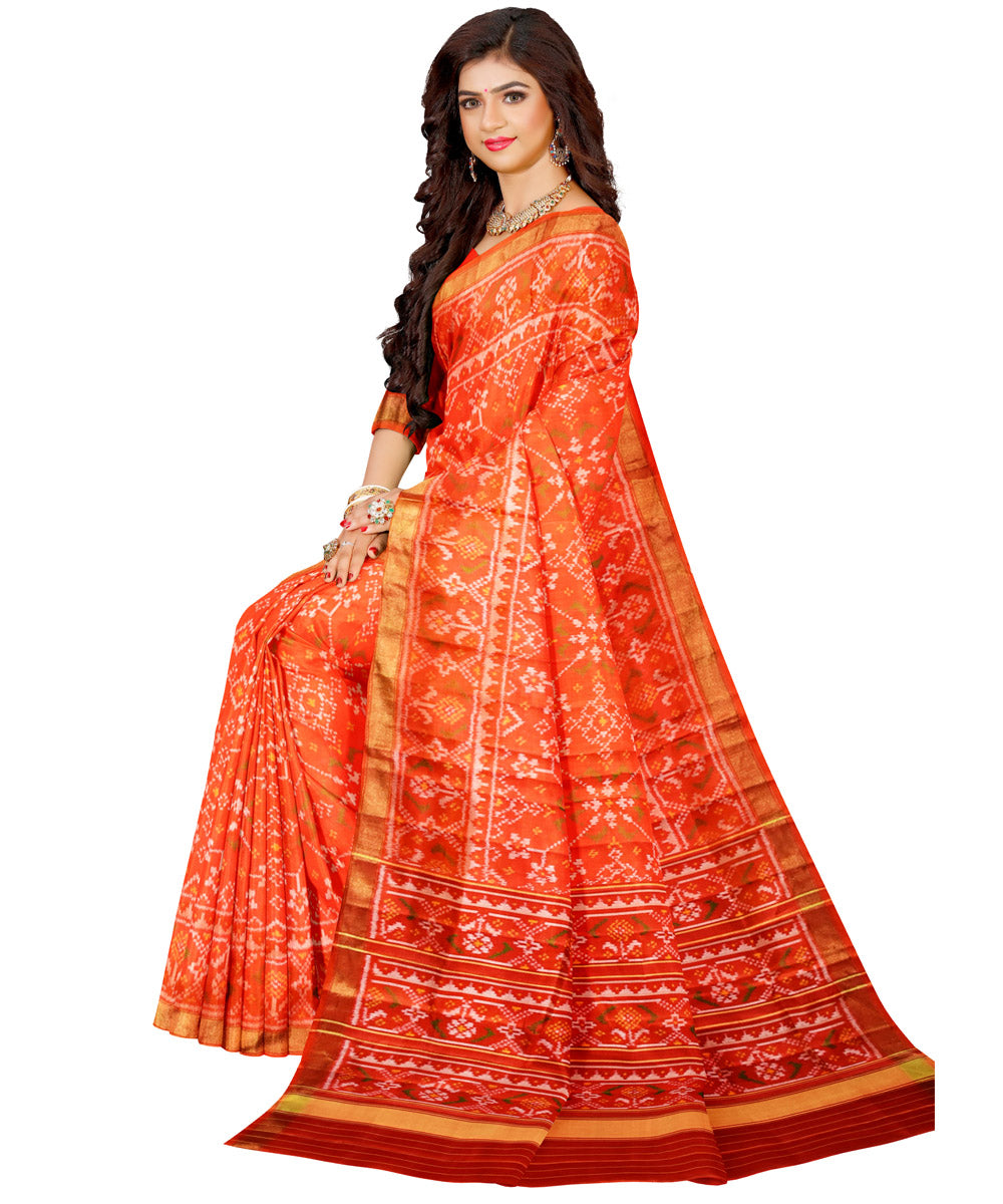 Orange silk handloom patola saree