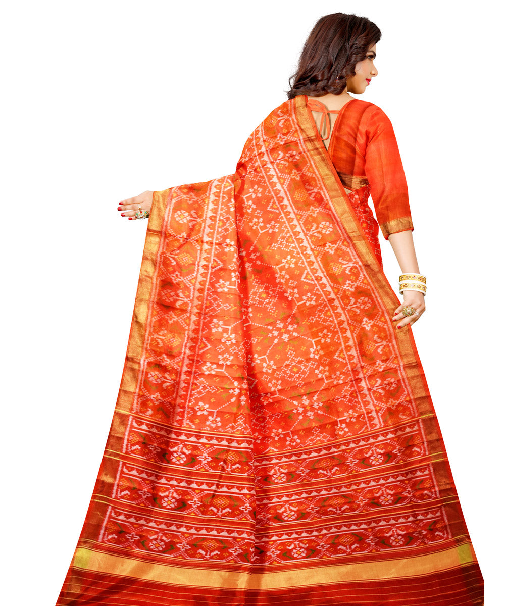 Orange silk handloom patola saree